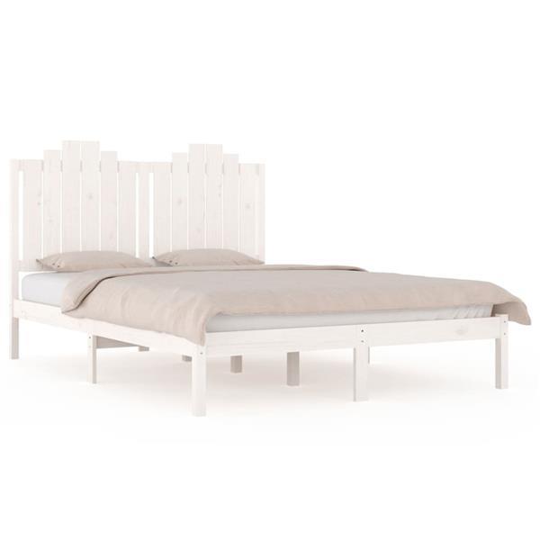 Grote foto vidaxl cadre de lit blanc bois de pin massif 135x190 cm doub huis en inrichting bedden