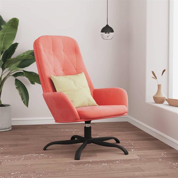 Grote foto vidaxl chaise de relaxation rose velours huis en inrichting stoelen