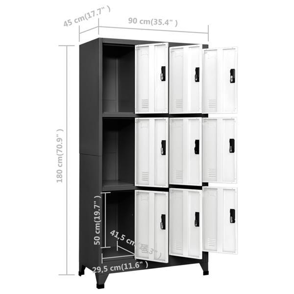 Grote foto vidaxl armoire casiers anthracite et blanc 90x45x180 cm ac huis en inrichting overige