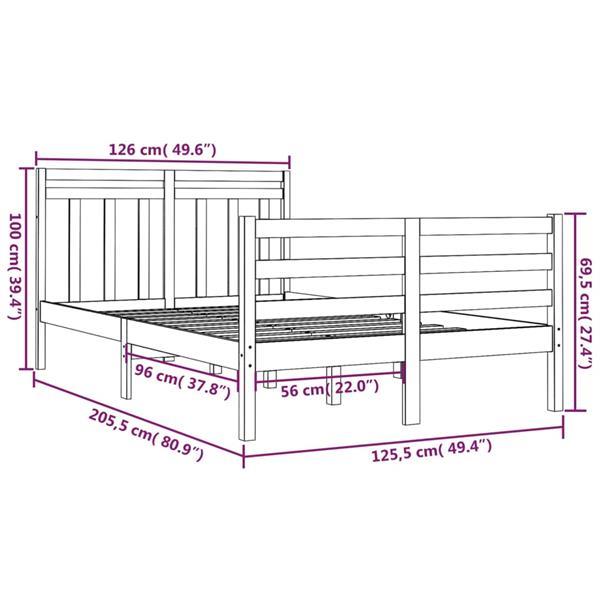Grote foto vidaxl cadre de lit blanc bois massif 120x200 cm huis en inrichting bedden