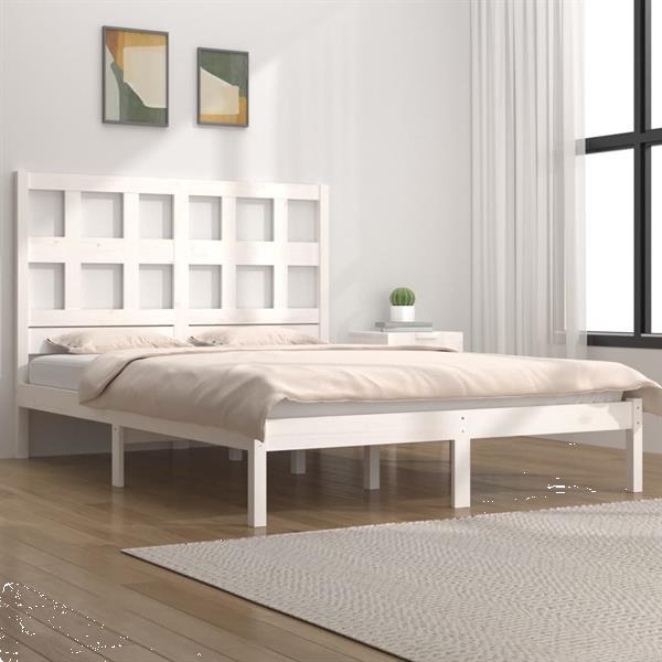Grote foto vidaxl cadre de lit blanc bois de pin massif 200x200 cm huis en inrichting bedden