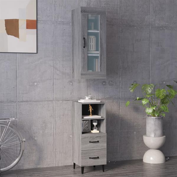 Grote foto vidaxl buffet haut sonoma gris 34 5x34x180 cm bois d ing nie huis en inrichting overige