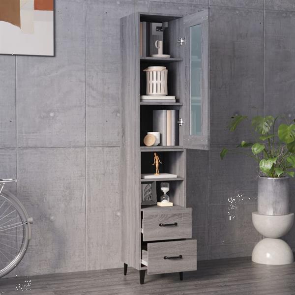 Grote foto vidaxl buffet haut sonoma gris 34 5x34x180 cm bois d ing nie huis en inrichting overige