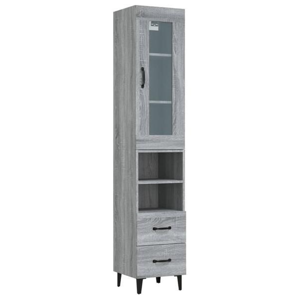 Grote foto vidaxl buffet haut sonoma gris 34 5x34x180 cm bois d ing nie huis en inrichting overige