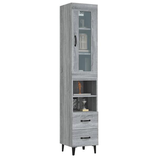 Grote foto vidaxl buffet haut sonoma gris 34 5x34x180 cm bois d ing nie huis en inrichting overige