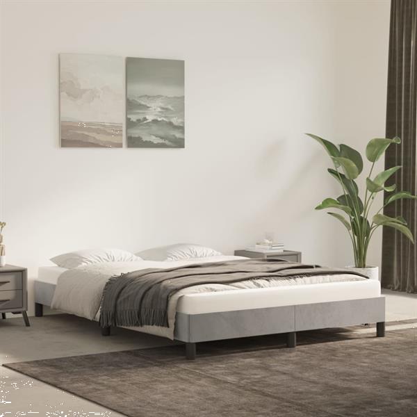 Grote foto vidaxl cadre de lit gris clair 140x190 cm velours huis en inrichting bedden