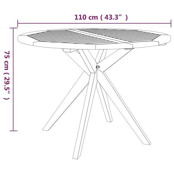 Grote foto vidaxl table de jardin 110x110x75 cm bois d acacia solide tuin en terras tuinmeubelen