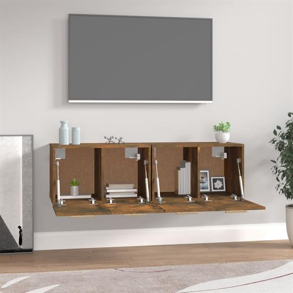 Grote foto vidaxl armoires murales 2pcs ch ne fum 60x36 5x35cm bois d huis en inrichting overige