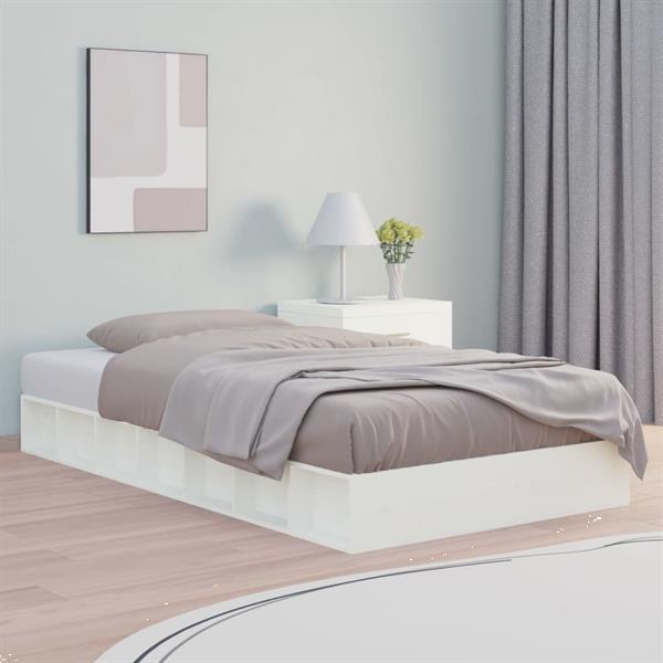 Grote foto vidaxl cadre de lit blanc 140x190 cm bois massif huis en inrichting bedden