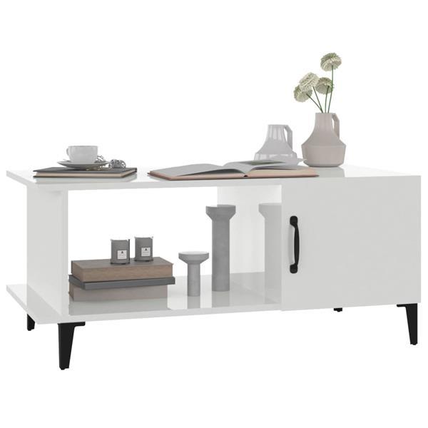 Grote foto vidaxl table basse blanc brillant 90x50x40 cm bois d ing nie huis en inrichting eettafels