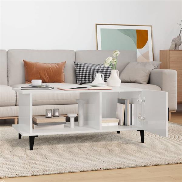 Grote foto vidaxl table basse blanc brillant 90x50x40 cm bois d ing nie huis en inrichting eettafels