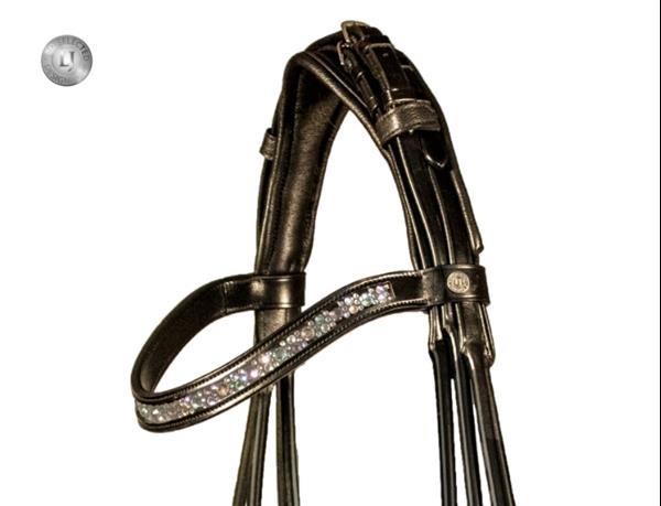 Grote foto hoofdstel sarra rond genaaid color black size full dieren en toebehoren paarden accessoires