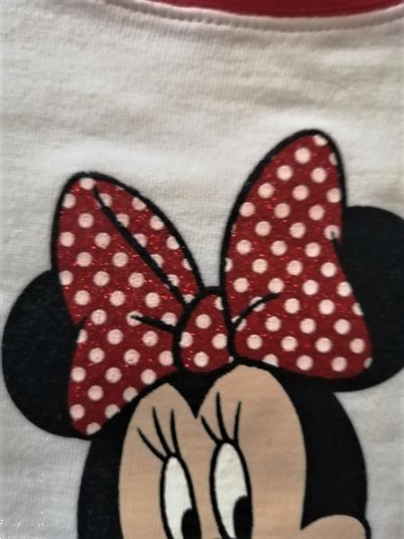 Grote foto wit disney minnie mouse t shirt met rode glitters kinderen en baby maat 104