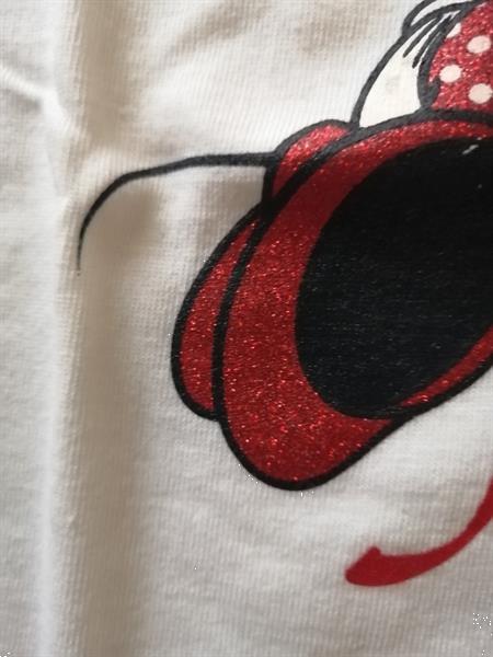 Grote foto wit disney minnie mouse t shirt met rode glitters kinderen en baby maat 104