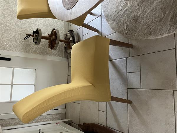 Grote foto zes kunstleren stoelen met een gele hoes te koop huis en inrichting stoelen