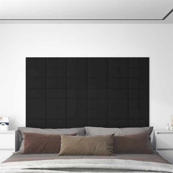 Grote foto vidaxl wandpanelen 12 st 0 54 m 30x15 cm stof zwart doe het zelf en verbouw materialen en producten