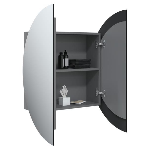 Grote foto vidaxl badkamerkast met ronde spiegel en led 54 x 54 x 17 5 huis en inrichting eettafels