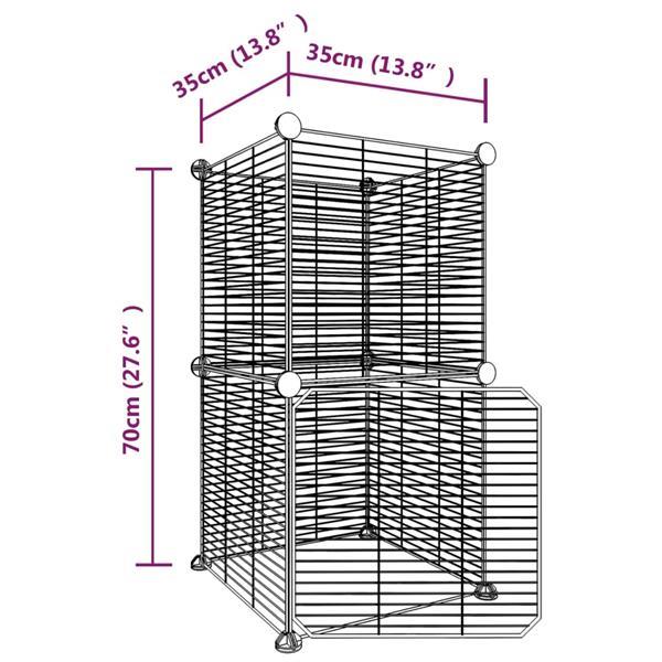 Grote foto vidaxl huisdierenkooi met deur 8 panelen 35x35 cm staal zwar dieren en toebehoren overige