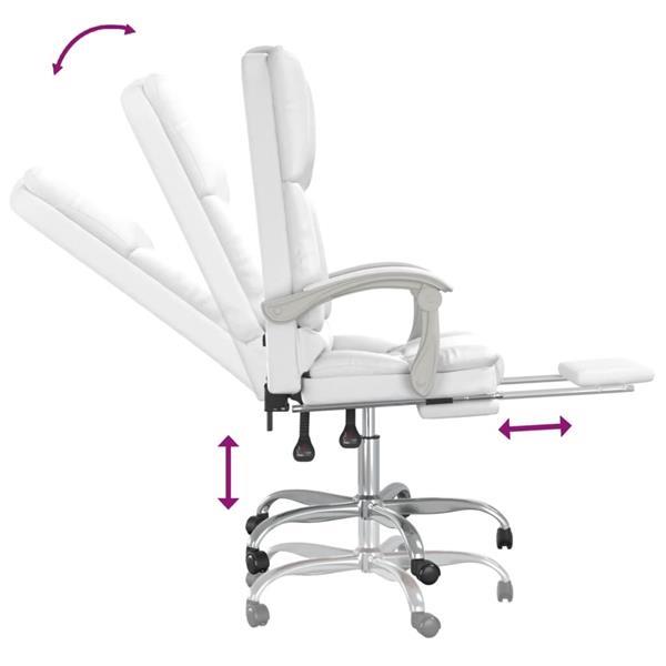 Grote foto vidaxl kantoorstoel massage verstelbaar kunstleer wit huis en inrichting kantooraccessoires