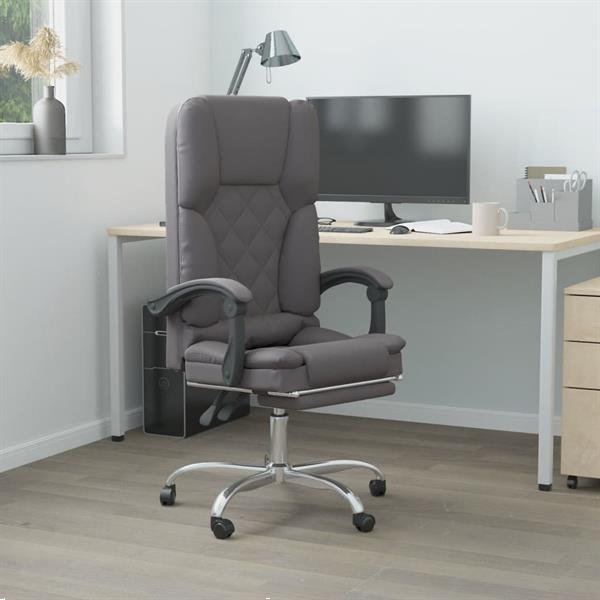 Grote foto vidaxl kantoorstoel massage verstelbaar kunstleer grijs huis en inrichting kantooraccessoires