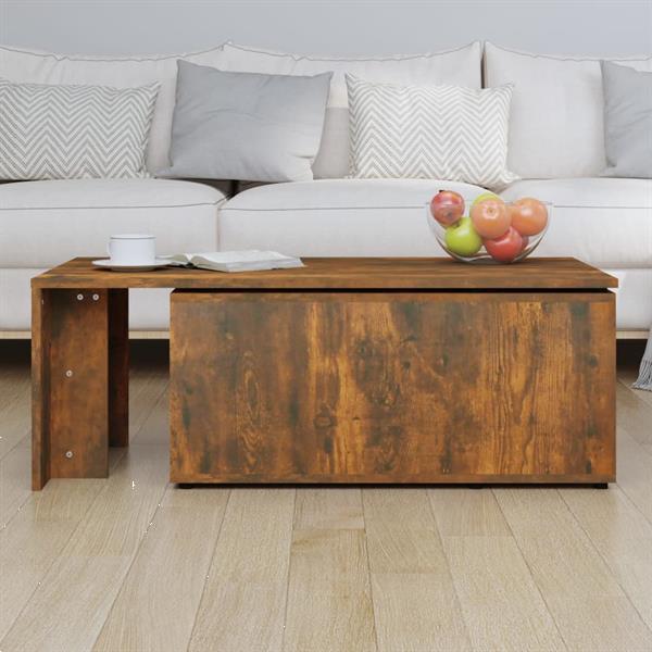 Grote foto vidaxl salontafel 150x50x35 cm bewerkt hout gerookt eikenkle huis en inrichting eettafels