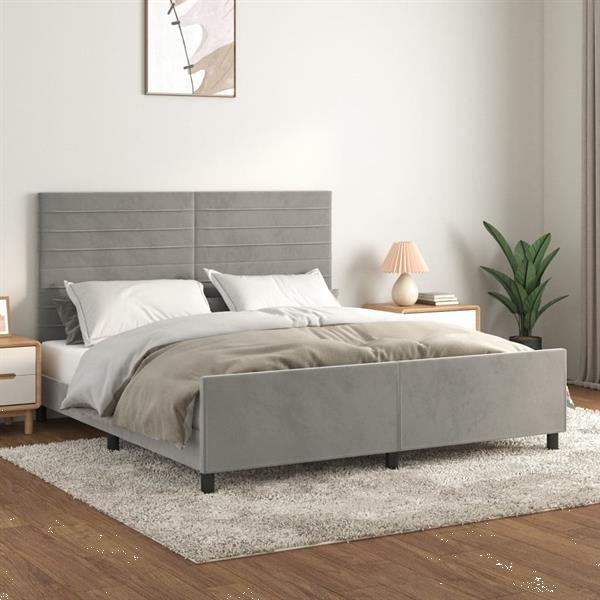 Grote foto vidaxl cadre de lit avec t te de lit gris clair 160x200 cm v huis en inrichting bedden
