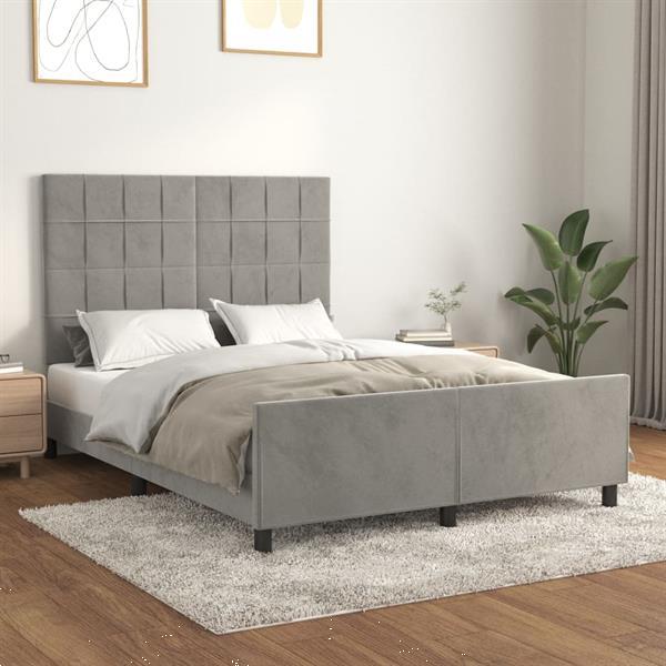Grote foto vidaxl cadre de lit avec t te de lit gris clair 140x200 cm huis en inrichting bedden