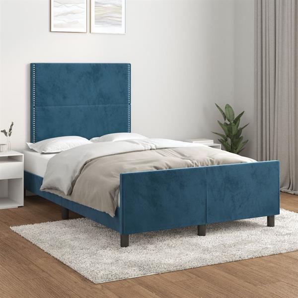 Grote foto vidaxl cadre de lit avec t te de lit bleu fonc 120x200 cm v huis en inrichting bedden