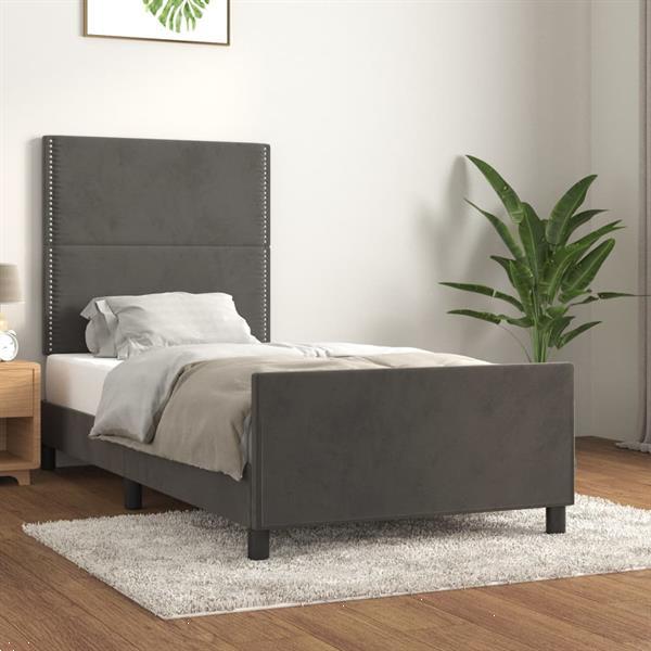 Grote foto vidaxl cadre de lit avec t te de lit gris fonc 100x200 cm v huis en inrichting bedden