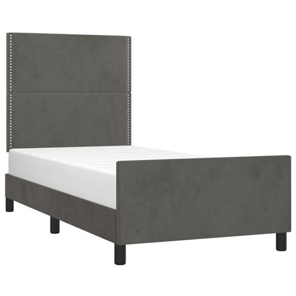 Grote foto vidaxl cadre de lit avec t te de lit gris fonc 100x200 cm v huis en inrichting bedden