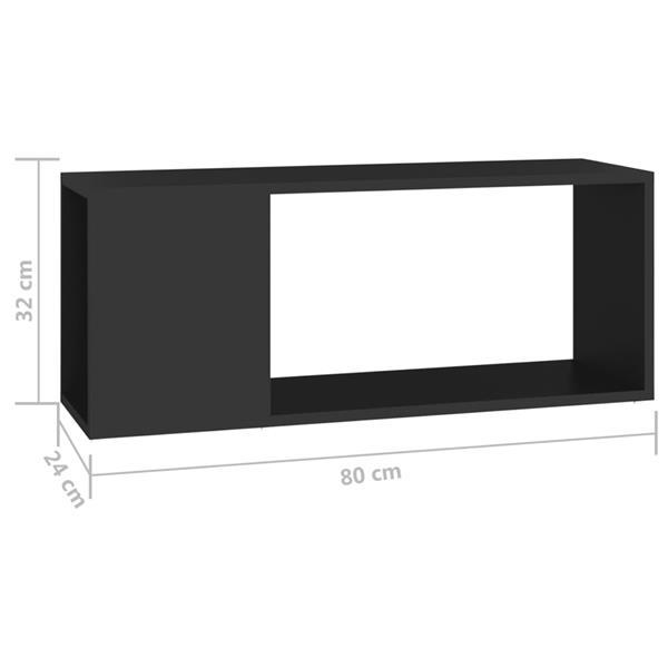 Grote foto vidaxl meuble tv noir 80x24x32 cm agglom r huis en inrichting overige
