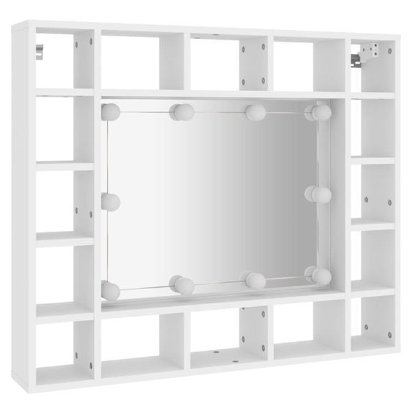Grote foto vidaxl armoire de miroir avec led blanc 91x15x76 5 cm huis en inrichting eettafels