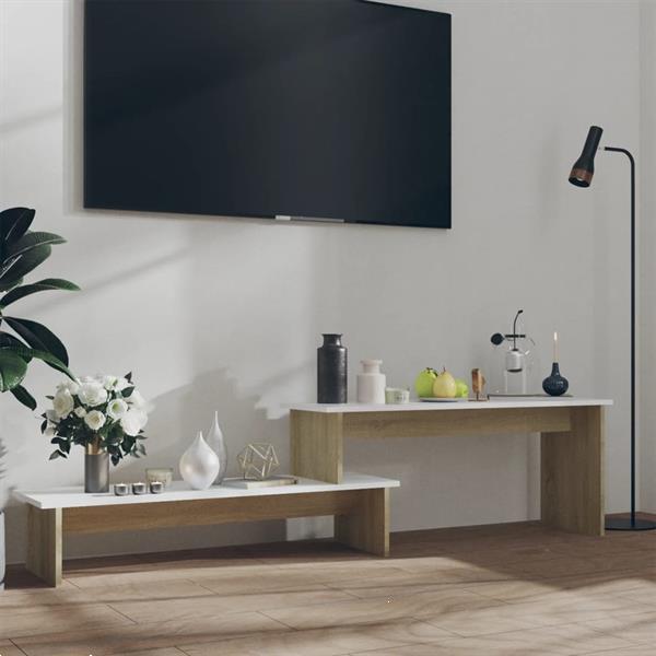 Grote foto vidaxl meuble tv blanc et ch ne sonoma 180x30x43 cm agglom r huis en inrichting overige