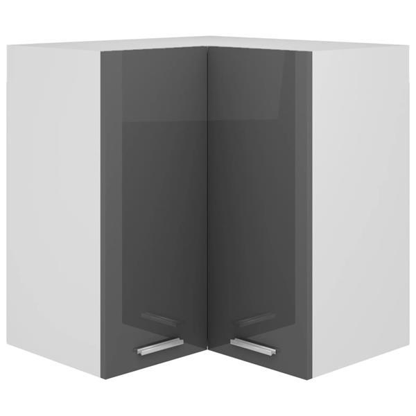 Grote foto vidaxl armoire d angle suspendue gris brillant 57x57x60 cm a huis en inrichting keukens
