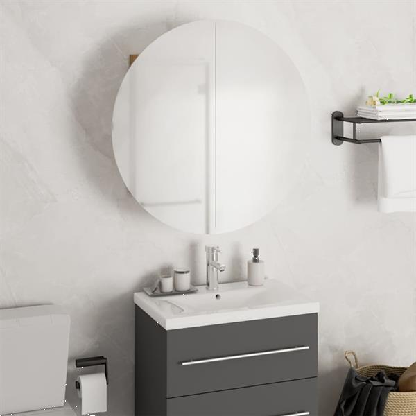 Grote foto vidaxl badkamerkast met ronde spiegel en led 47x47x17 5 cm e huis en inrichting eettafels