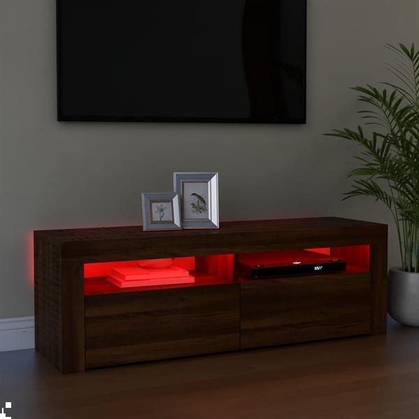 Grote foto vidaxl meuble tv avec lumi res led ch ne marron 120x35x40 cm huis en inrichting overige
