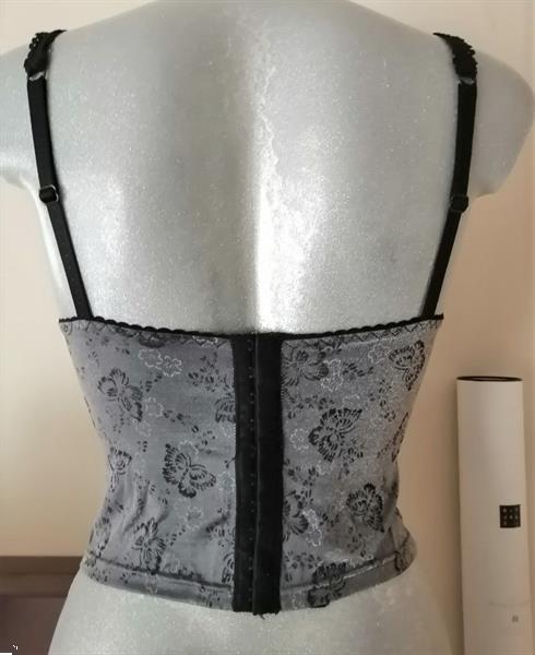 Grote foto zilvergrijs torselet met zwarte kant 75b etam kleding dames ondergoed en lingerie merkkleding