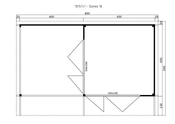 Grote foto tuinhuis blokhut domeo 10 set 450 x 850 cm tuin en terras tuinhuisjes en blokhutten