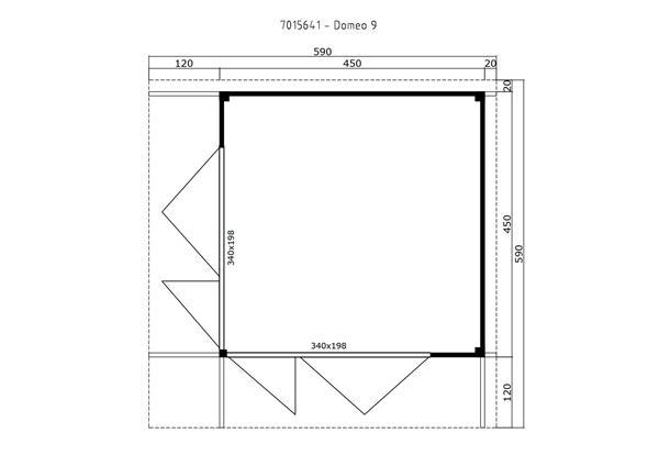 Grote foto tuinhuis blokhut domeo 9 set 450 x 450 cm tuin en terras tuinhuisjes en blokhutten