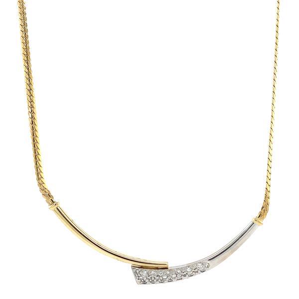 Grote foto bicolour gouden collier met hanger en diamant 14 krt kleding dames sieraden