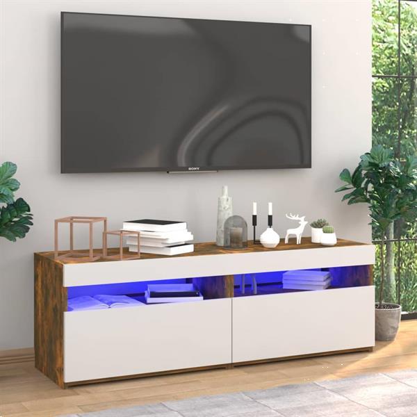 Grote foto vidaxl meubles tv 2 pcs avec lumi res led ch ne fum 60x35x4 huis en inrichting overige