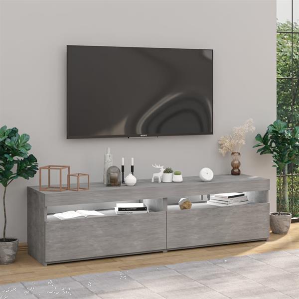 Grote foto vidaxl meubles tv 2 pcs avec lumi res led gris b ton 75x35x4 huis en inrichting overige