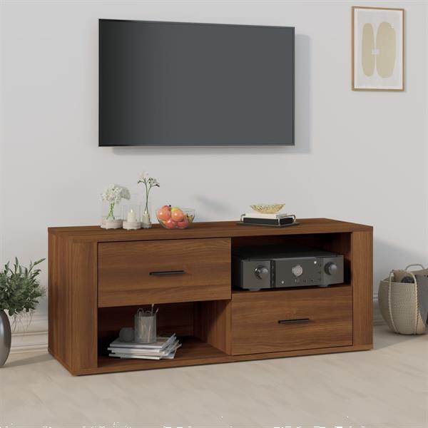 Grote foto vidaxl tv meubel 100x35x40 cm bewerkt hout bruineikenkleurig huis en inrichting overige