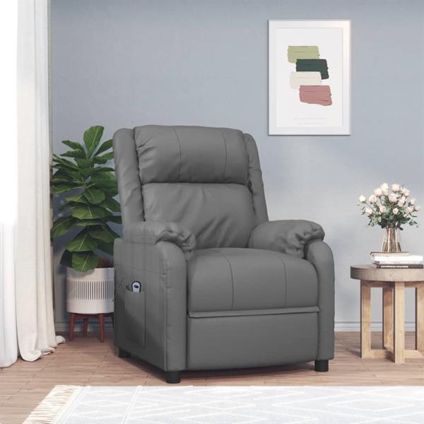 Grote foto vidaxl fauteuil verstelbaar elektrisch kunstleer grijs huis en inrichting stoelen
