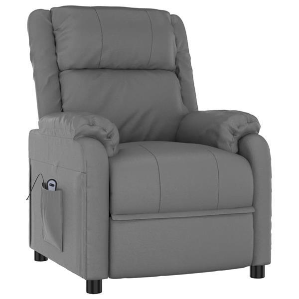 Grote foto vidaxl fauteuil verstelbaar elektrisch kunstleer grijs huis en inrichting stoelen