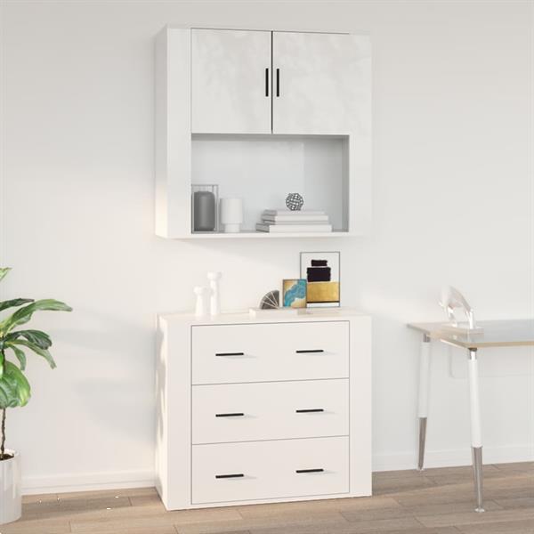 Grote foto vidaxl armoire murale blanc brillant 80x33x80 cm bois d ing huis en inrichting overige