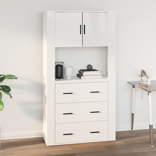 Grote foto vidaxl armoire murale blanc brillant 80x33x80 cm bois d ing huis en inrichting overige