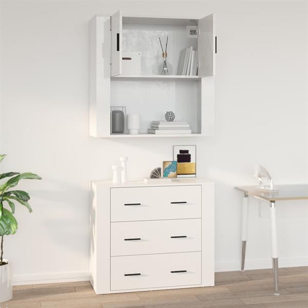 Grote foto vidaxl armoire murale blanc brillant 80x33x80 cm bois d ing huis en inrichting overige