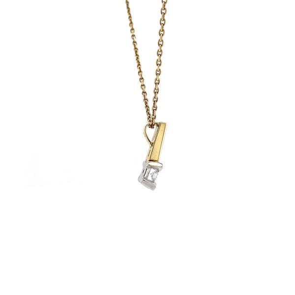 Grote foto gouden hanger met diamant 18 krt kleding dames sieraden