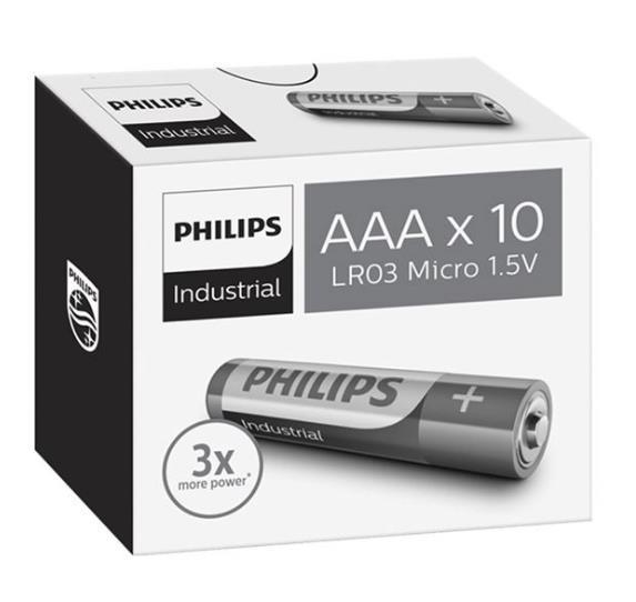 Grote foto philips industrial aaa batterij 1.5v 10 st. audio tv en foto algemeen